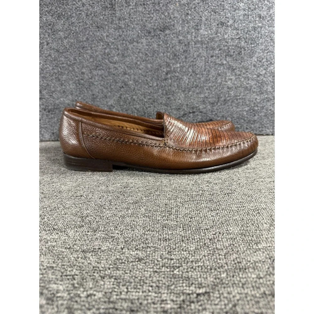 Alan Payne Shoes Mens 12 A Brown Genuine Lizard Leather Loafer Slip On Dress